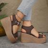 Women's Summer Wedge Heel Fashion Straw Peep Toe Casual Sandals Plus Size