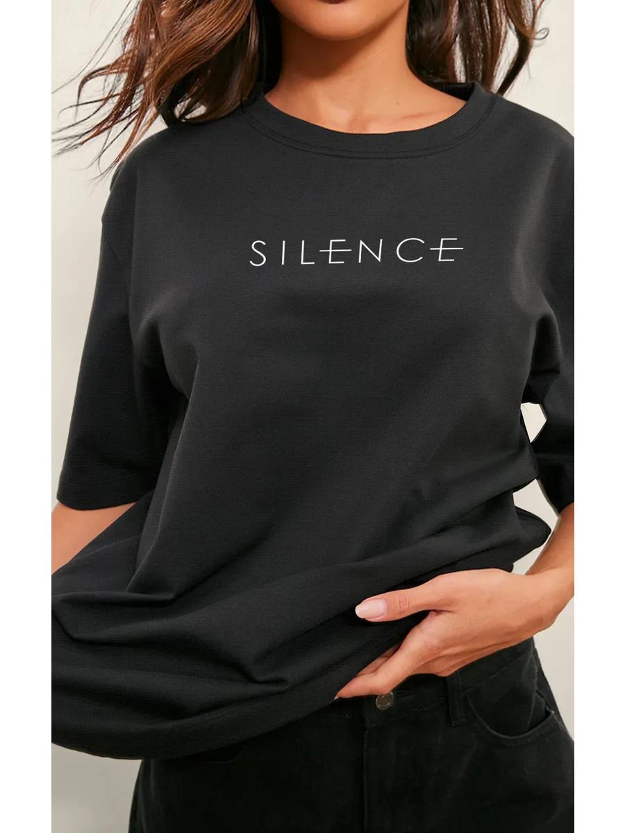 Black T-shirt with letter print 2XL