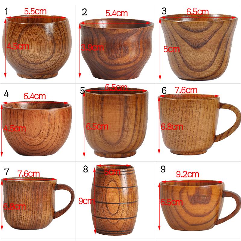 Wooden Cup Wood Coffee Tea Beer Juice Milk Water Mug Coffee Beer Mug with Wood Handle Retro Office Kitchen Drinkware Accessories