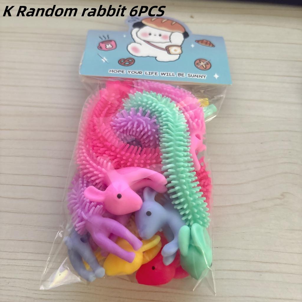 6 Pièces Jouets Fidget Vers à Tirer Licorne Drôle Ficelle Extensible Corde TPR Jouets Anti-Stress Ficelle Soulagement du Stress Jouet d'Évacuation Autisme