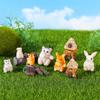 Voyyphixa Miniature Animal Set of and Rabbit Cute Decorative Micro Landscapes for Bonsai and Mini Scenery Collections 10, Hedgehog, Squirrel,