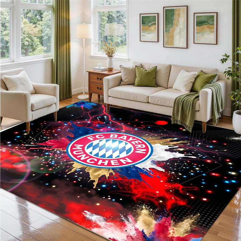 Bayern Munich Design Crystal Velvet Rug Soft Decorative Mat for Bedroom Entrance