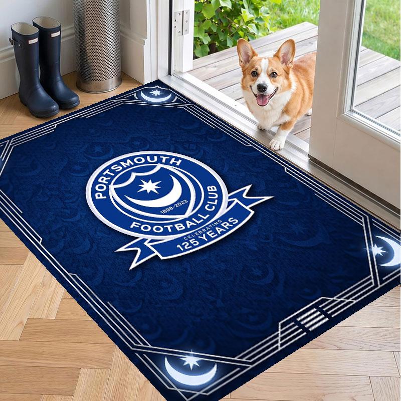 Soft Floor Carpet Portsmouth FC Pattern Area Rug Decorative Mat For Home Room Decoration