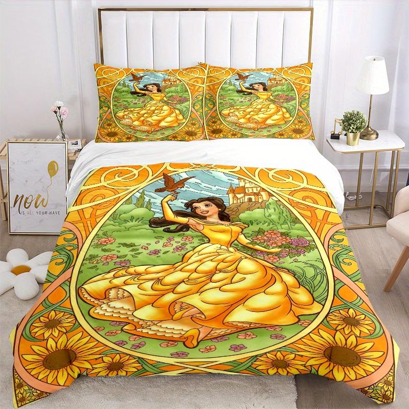 3pcs Princess Belle Quilt Set Soft and Comfortable Bedroom, Guest Room and Dorm Decor Bedding Set B074