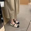 Xiaoxiangfeng Mary Jane Schuhe Damen 2025 Frühling und Sommer neu Französische Ein-Wort-Riemen Flachsohle Einzelne Schuhe Farbabstimmung Runde Spitze Kleine Lea