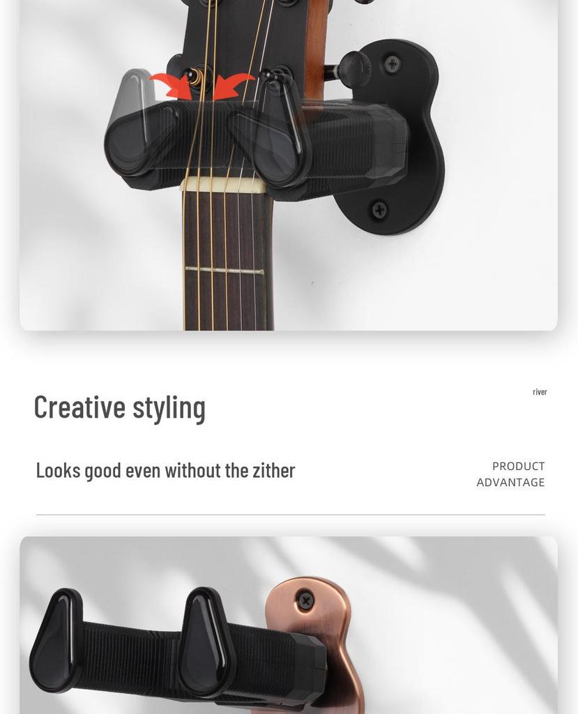 Gravity Lock Wall Mount Classical Guitar Hanger with Self-Locking Iron Base