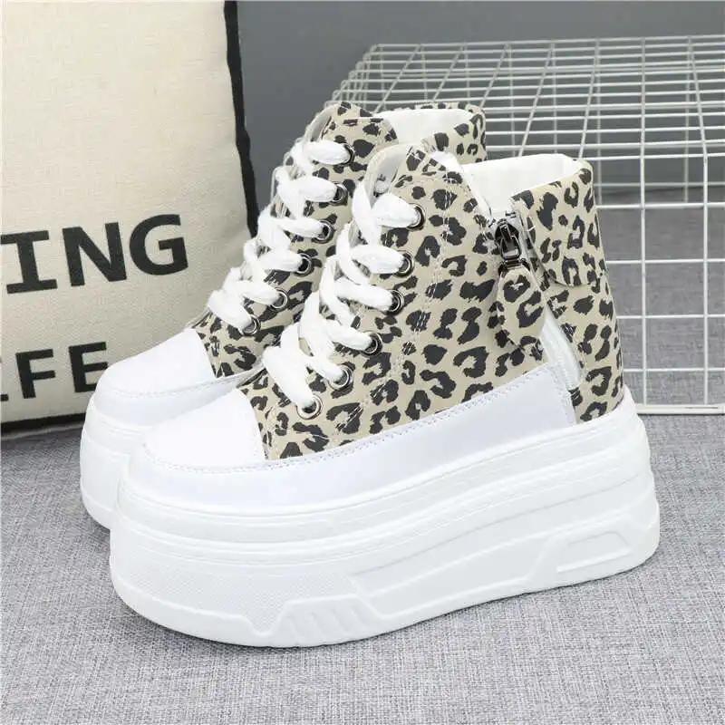 Fashion 12CM Synthetic Genuine Leather Boot Ankle Winter Plush Women Autumn Spring Cowboy Platform Wedge High Brand Shoes