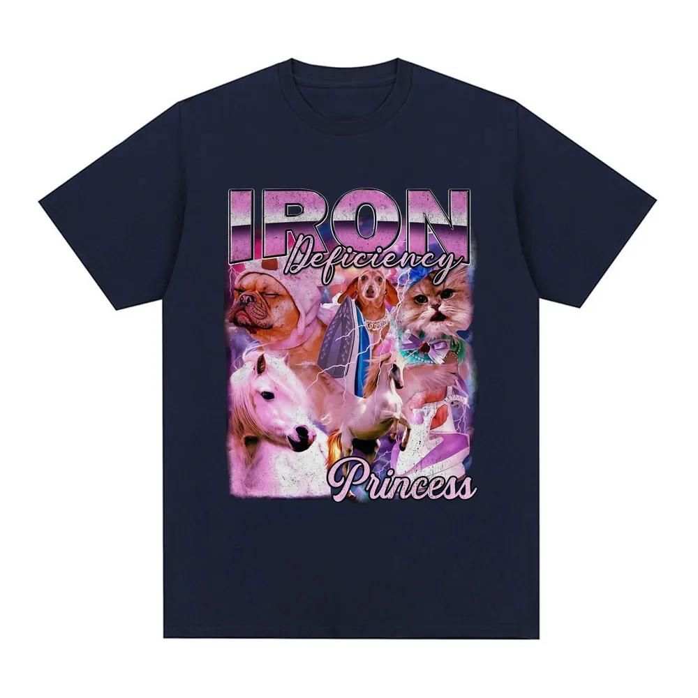 

Iron Deficiency Princess Funny Dog Cat Meme T Shirts Men Women Clothing Summer Cotton Fashion Oversized Short Sleeve T-shirts S чёрный