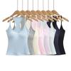 Women's Slim-Fit Racerback Tank with Removable Bra Pads - Low-Cut U-Neck Camisole for Spring/Summer 2026.