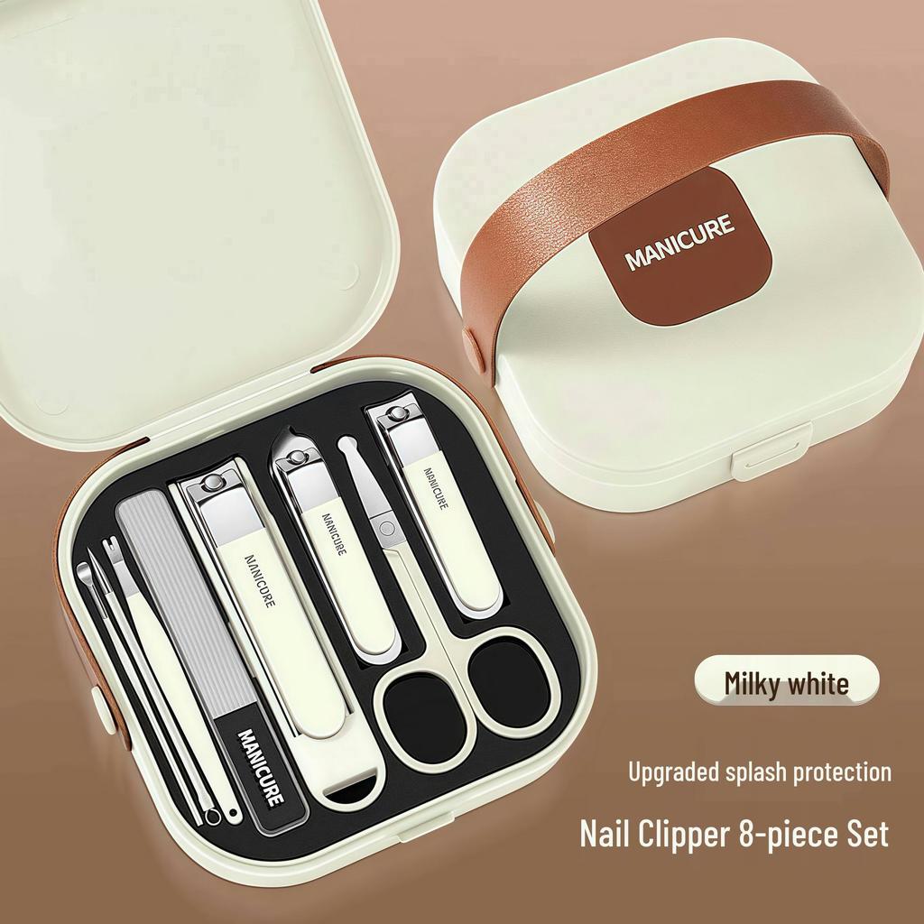 High-End Anti-Splash Nail Clipper Set with Portable Case - Manicure Tools