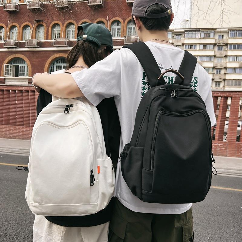 Verão Novo Cor Sólida Grande Capacidade Mochila Casual Street Trendy Estudante Fresca Mochila Outdoor