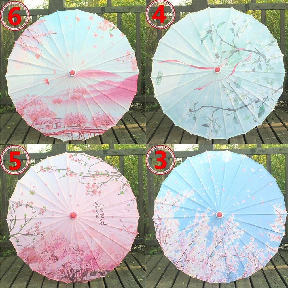 Printed Silk Oiled Paper Umbrella Tassel Design Silk Fabric Umbrella Bridesmaids Party