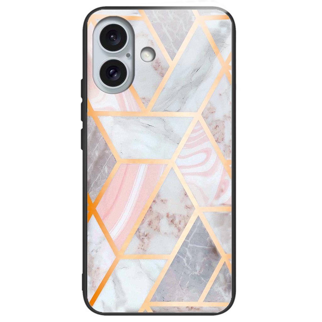 Etui na iPhone 16 Plus z nadrukiem wzoru, wstrząsoodporne, TPU, pokrowiec na telefon, tył ze szkła hartowanego