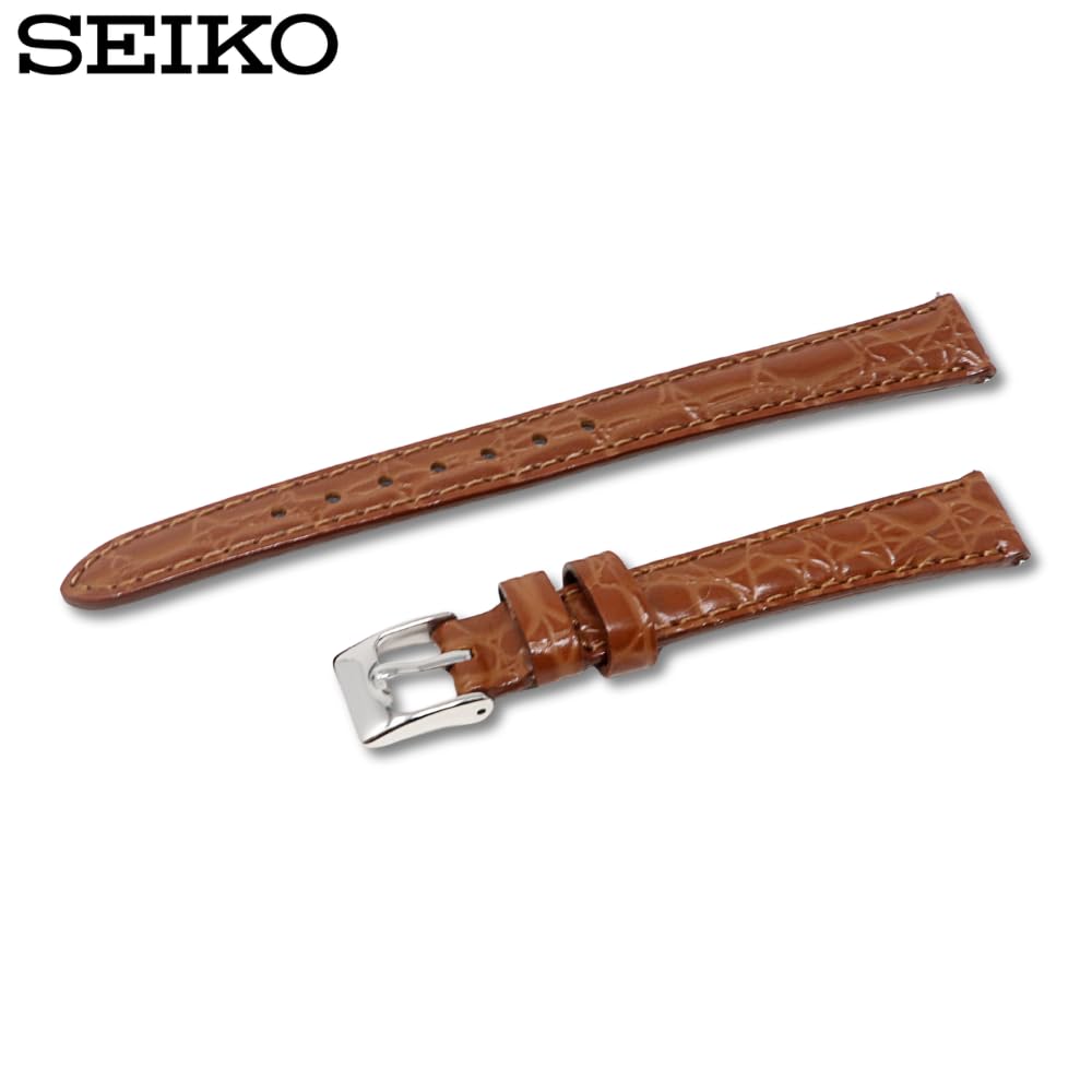 Seiko Watch Band, 12mm, Genuine Leather Strap, Women's, with Care Instructions (Light Brown)