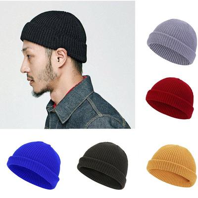 Retro Dome Melon Cap: Warm Knitted Solid Color Beanie Wool Hat