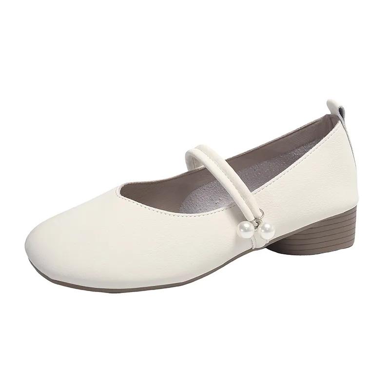 Cresfimix Women Fashion Sweet Light Weight Beige Square Heel Shoes for Office Career Lady Retro Sexy Party Work Shoes Ba360