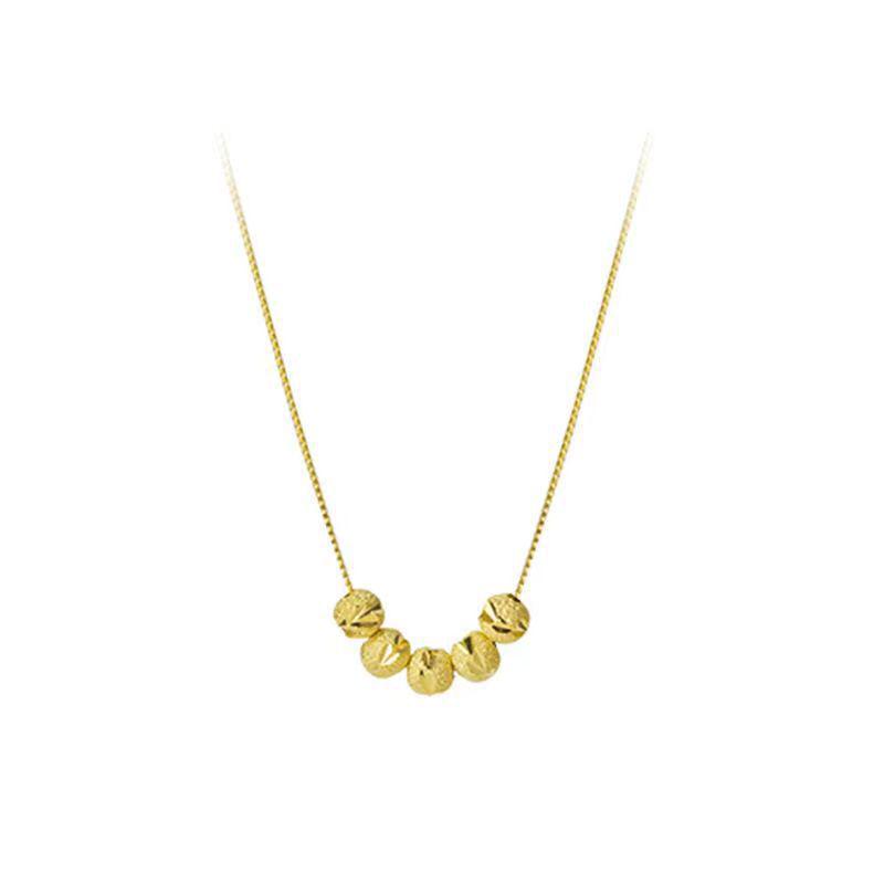 Five Blessings Chinese Clavicle Necklace: Women's Gold Bead Pendant