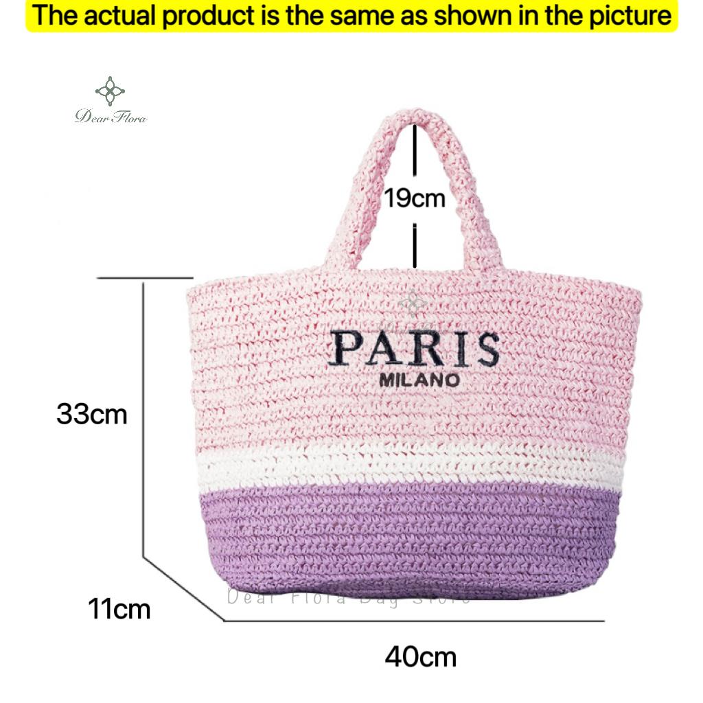 Women'S Fashion Large Capacity Handmade Straw Knitting Tote Bag Summer Travel Beach Shoulder Bags Casual Simple Portable Handbag