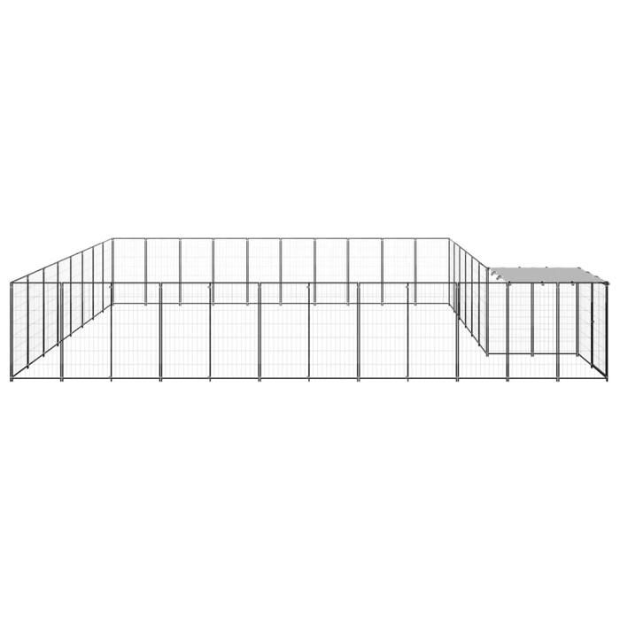 VidaXL Chenil Noir 25,41 m² Acier Enclos pour Chiots Cage Chiens Extérieur 3082229