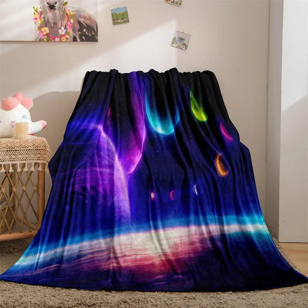 Galaxy Blanket Star Throws Planet Space Gift for Boy Girl Colorful Soft Lightweight Flannel Fleece Blankets Purple for Bed Couch