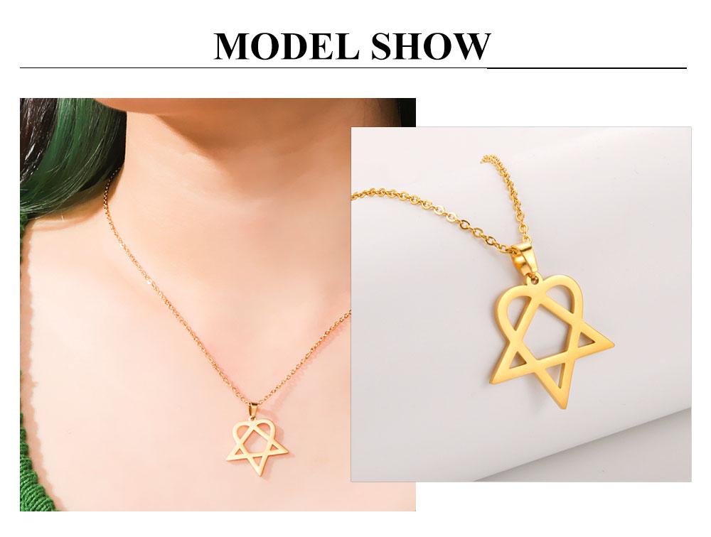 Cazador Herz Fünfeck Anhänger Halskette Für Frauen Geometrisch Edelstahl Kette Halsketten Schmuck Großhandel 2026 Neuankunft