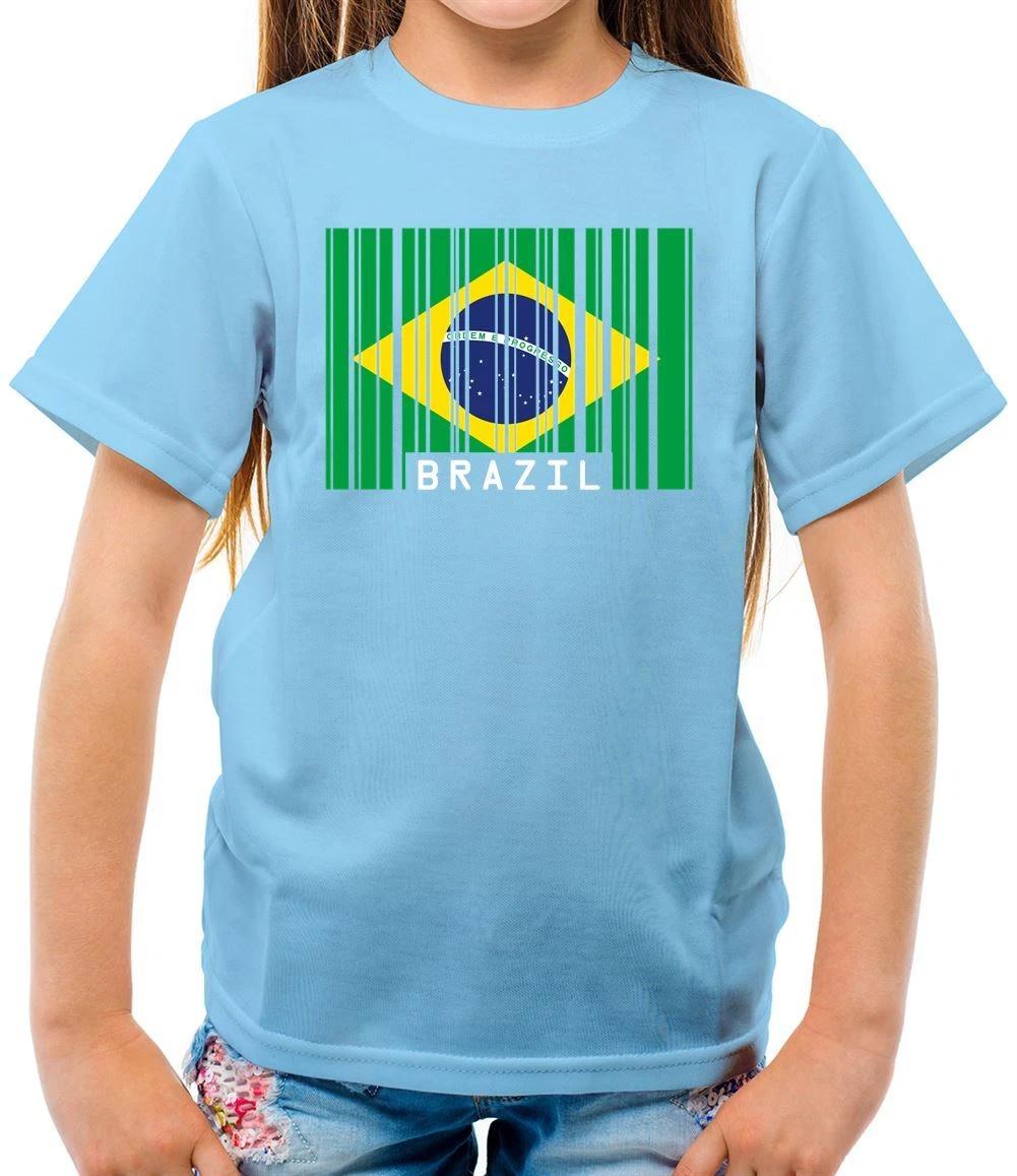 Brazil Barcode Style Flag - Kids T-Shirt - Brazilian Country Brasilia Flags 150