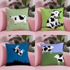 Cow Cartoon Pillow Case Soft Plush Fabric DoubleSided Printed Cushion Cover Warm Winter Sofa Pillow Case