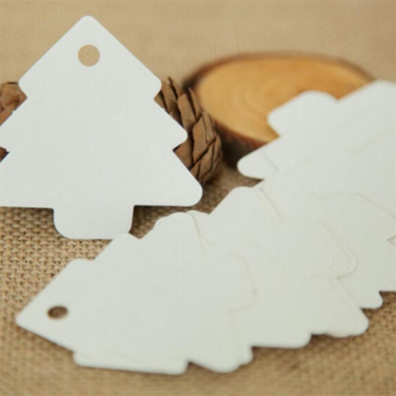 100pcs 5.5*5.4cm DIY Kraft Christmas Tree Shape Hang Tag Christmas Party Deco Paper Cards Gift Tag