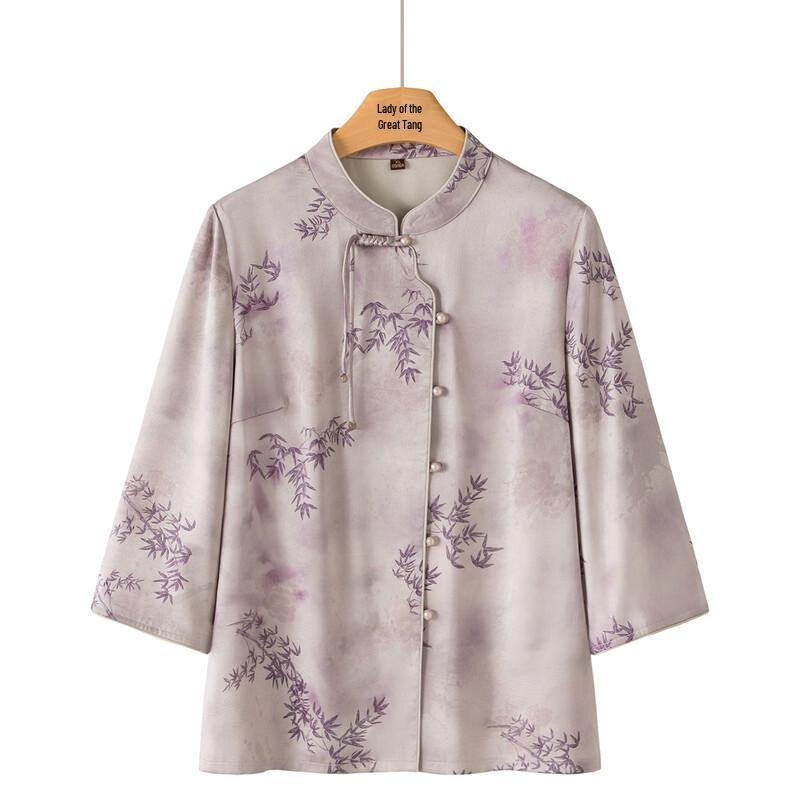 

YUZHAOLIN Women s Chinese Style 3/4 Sleeve Stand Collar Blouse 4XL