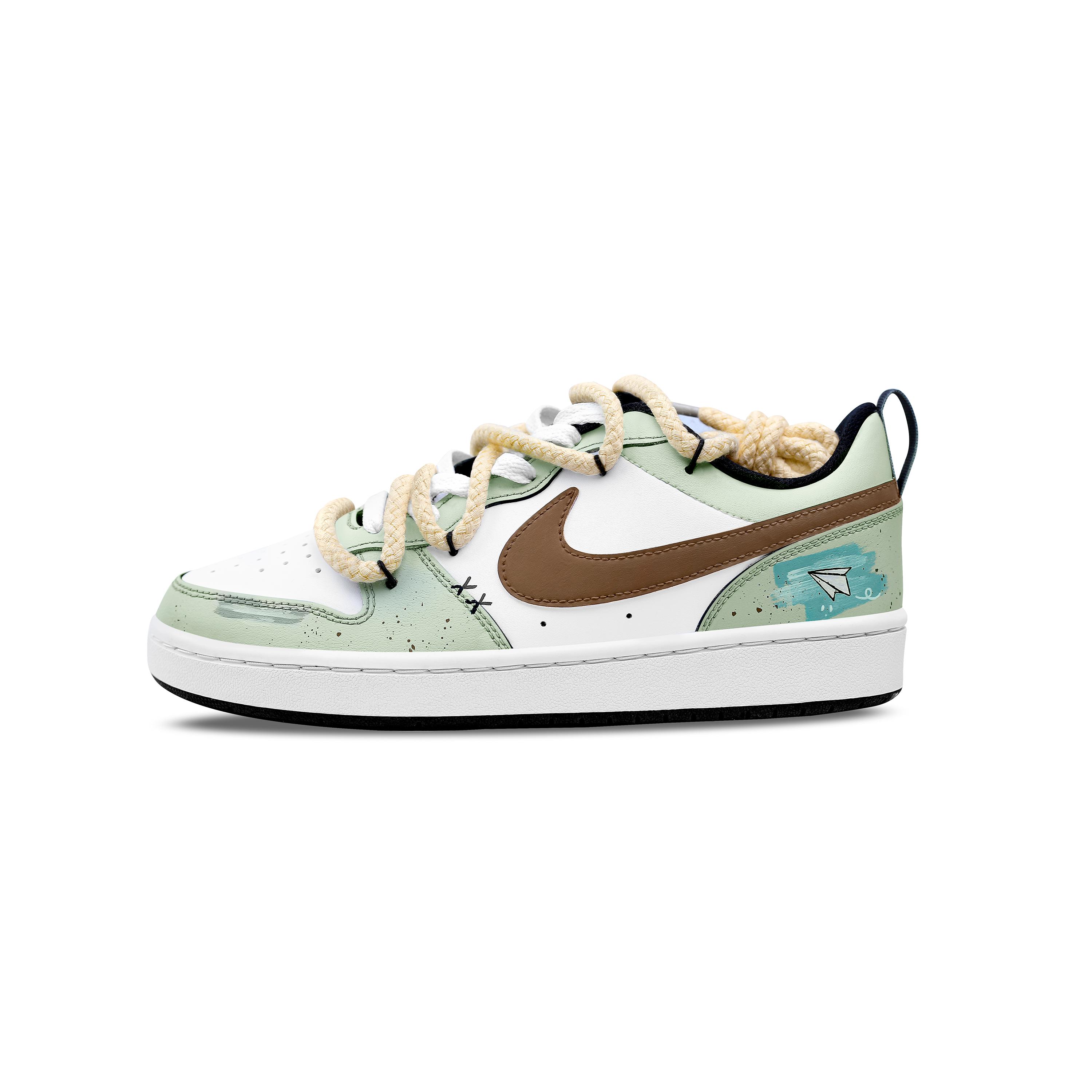 

Nike Court Borough Low Paper Plane Dream Non slip Lightweight Low top Skateboard Shoes GS Green White BQ5448-115(Team459-) 40