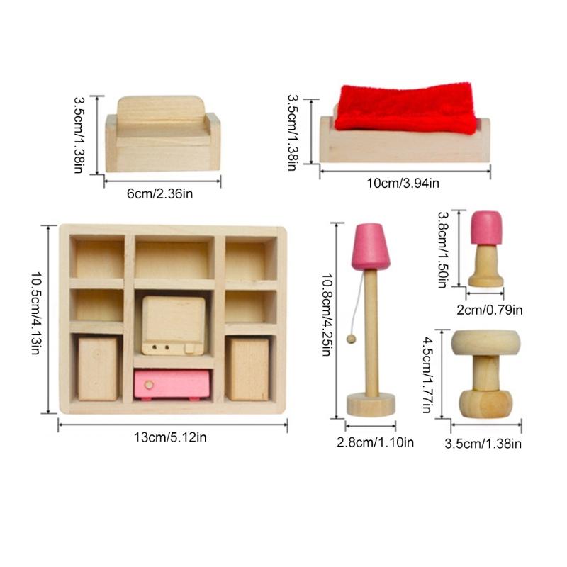 Furnishings Life Scene Pretend Play for Kids Doll House Furniture 1:12 Scale Realistic Model for Bedroom Dinning Room