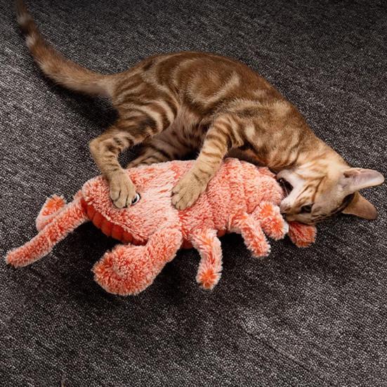 Floppy Lobster Interactive Dog Toy USB Rechargeable Vibration Modes Cat Toy Electric Realistic Wagging Lobster Toy Catnip Addable Stress-relieving Pet