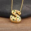 Nidin New Fashion 26 A-Z Letters Initials Alphabet Pendant Necklace For Women Men Inlaid Colorful Zircon Jewelry Accessories