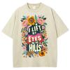 Cartoon Beautiful Flower Print Ladies T-Shirt Loose Oversized Wash Short Sleeve Vintage Fashion Design Top Summer