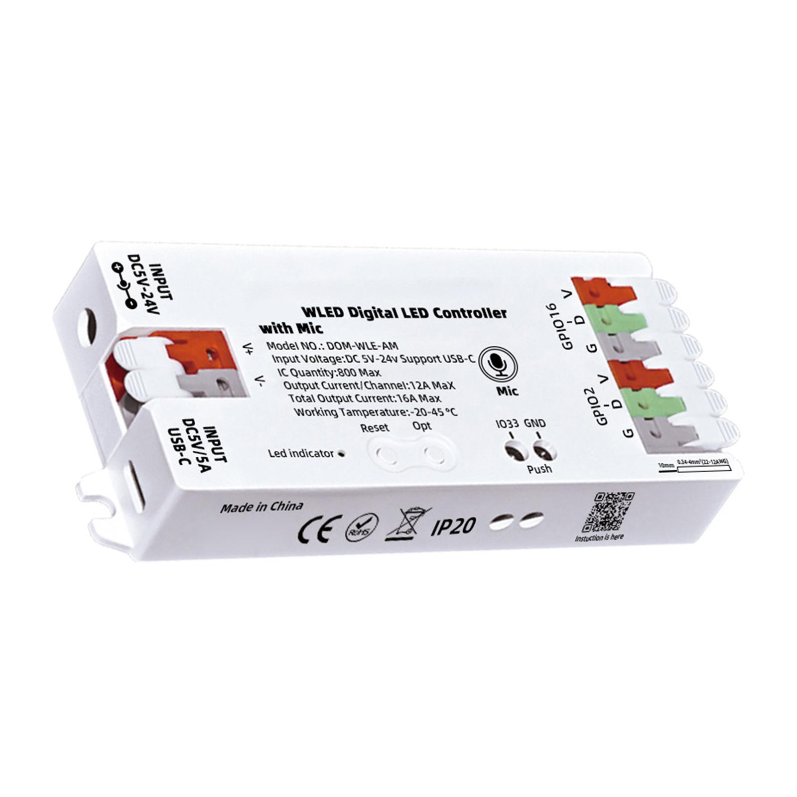 

Multifunction LED Controllers 100+ Effects Customizable Segments WiFi LED Controllers Plastic for WS2812B SK6812 1