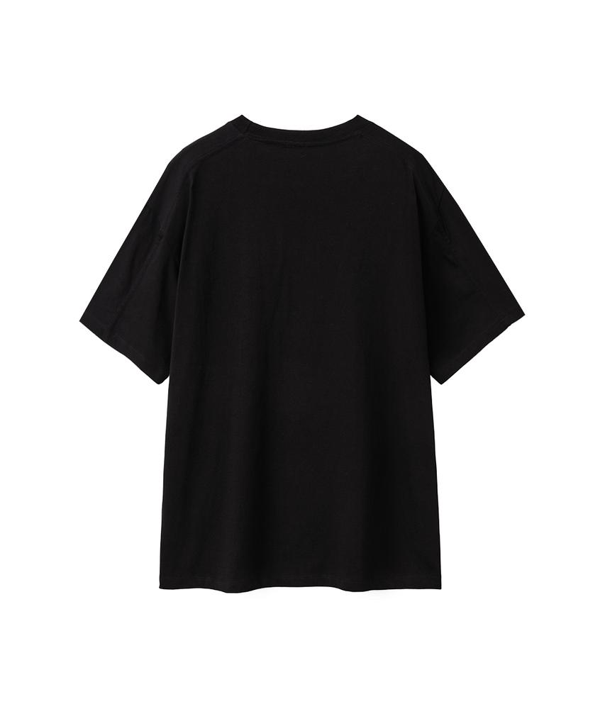 YOUCHE PRET A PORTER Sq Continuous Short Sleeve Tee Black