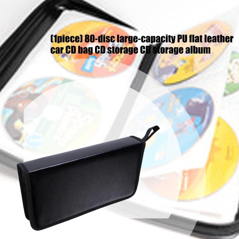 80 Capacity PU Leather CDs Storage Organizers With Transparents Pockets And Zippers Closures For Car Travel Home Entertainment