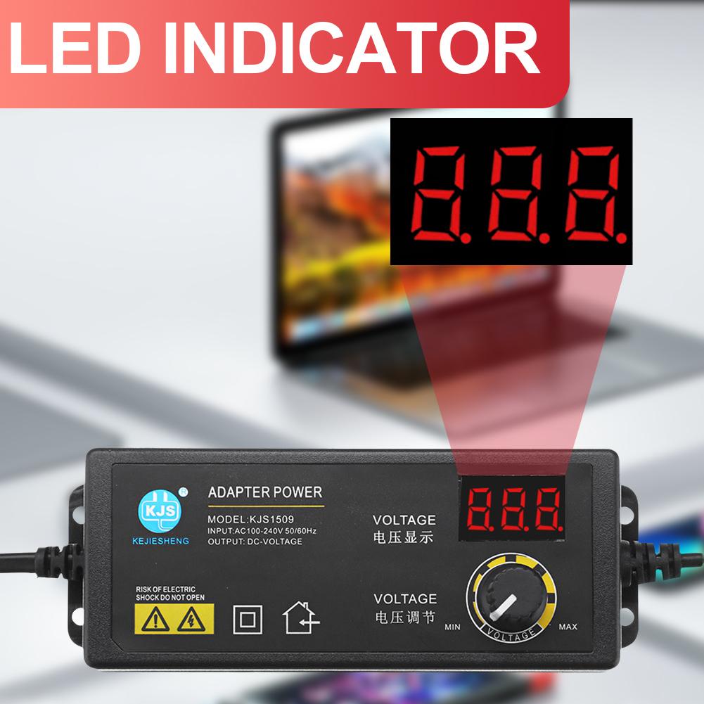3-36V 60W Power Adapter Adjustable Voltage Digital Display Screen Voltage Regulation Power Supply Adatpor for Game Player Router