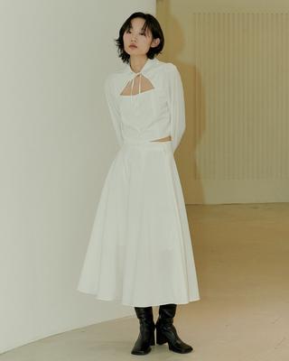 Completo Blusa con Taglio e Gonna a Svasatura SALON DE SEOUL - Avorio