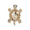 Crystal Studded Turtles Brooch With Secure Clasp Hypoallergenically Alloy Lapel Pin Jewelry For Parties Travel Gifts
