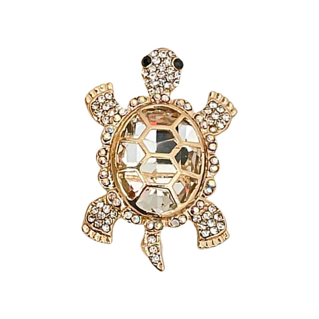 Crystal Studded Turtles Brooch With Secure Clasp Hypoallergenically Alloy Lapel Pin Jewelry For Parties Travel Gifts