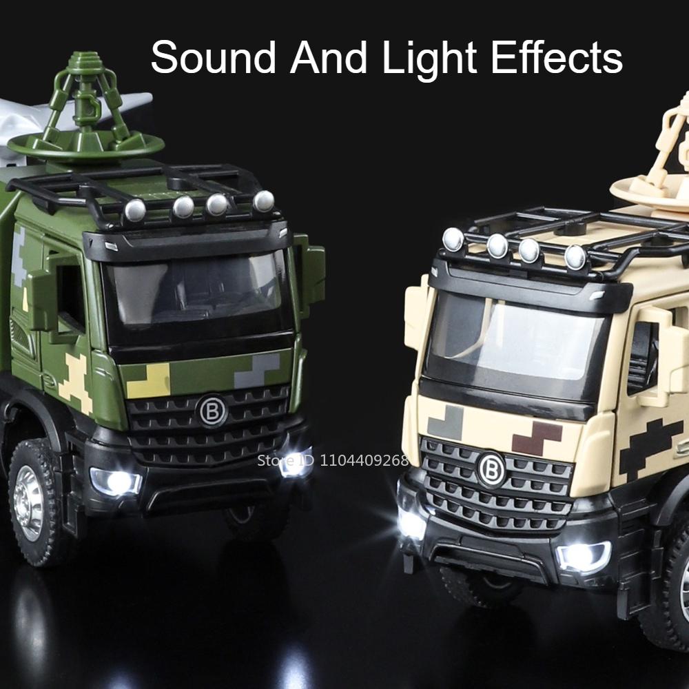 1:32 Military ATTACK-11 Drone Launch Car Tank Transport Model Toy Diecast Metal Doors Opened Sound Light Models for Kids Gifts