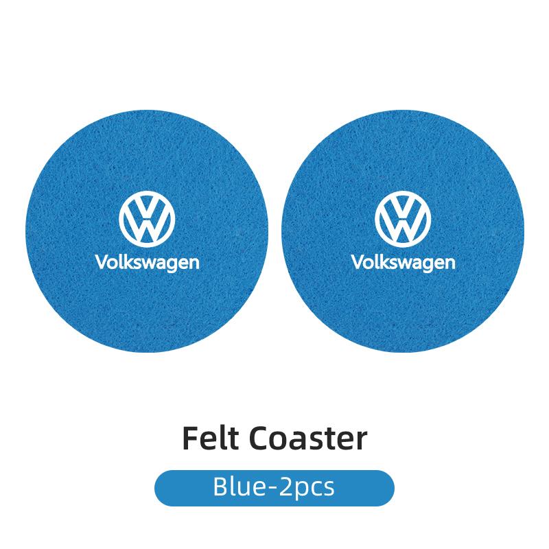 ear1 2PCS Car Felt Material Coasters Water Cup Holder Mat Trimmmable For VW Scirocco Jetta Golf Passat Polo Tiguan Sharan Touran