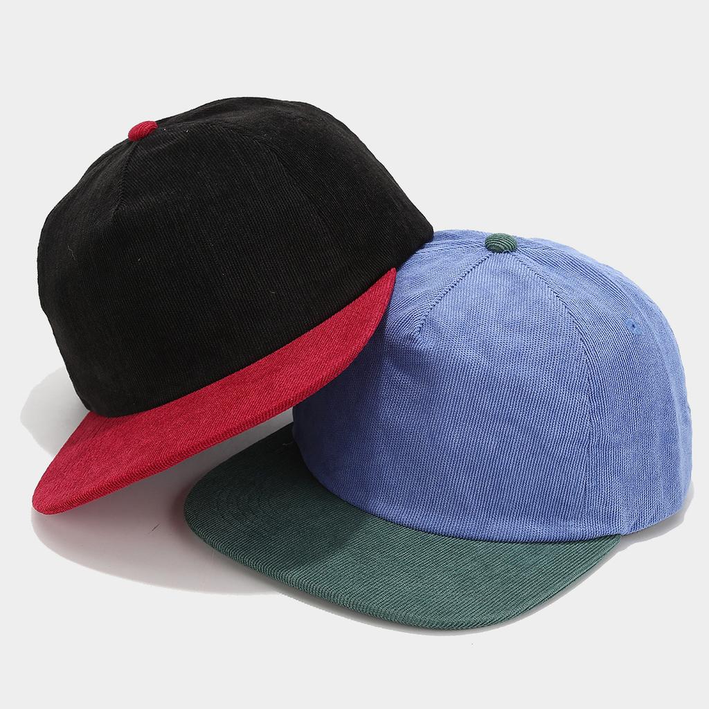 New Corduroy Color Matching Board Hip-hop Hat Men's European and American Fashion Retro Versatile Flat Brim Hat Women's Tide Brand Cap