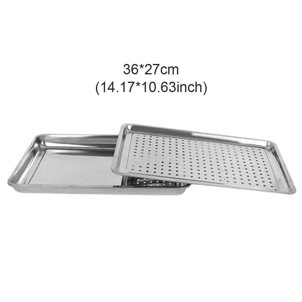 

Coffee Milk Juice Serving Plate Draining Hole Dish Detachable Reusable Dumplings Wonton Stainless Steel Tray Accessories 60x40cm