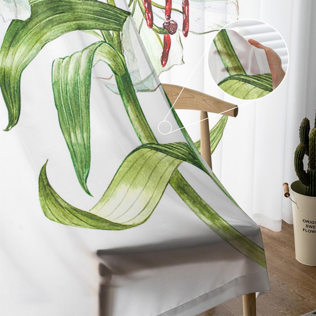 Green Leaves Modern Tulle Curtains For Living Room Bedroom Home Kitchen Window Sheer Curtains