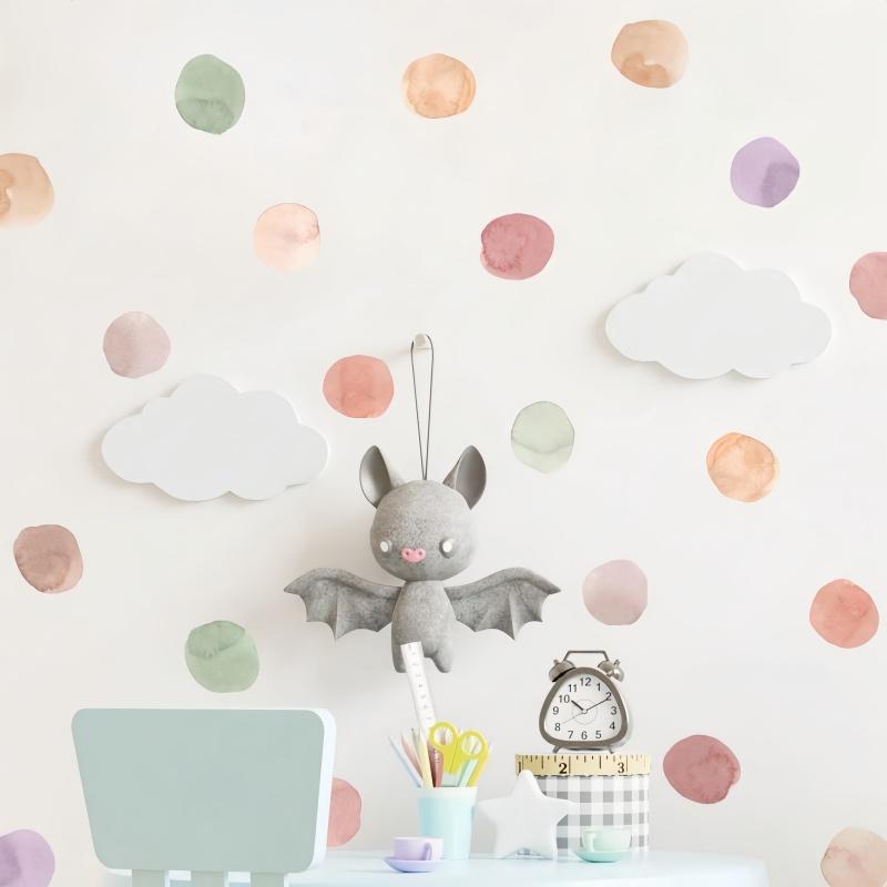 3 pieces/set of dot shaped wall stickers, modern color block PVC wall stickers, watercolor dot stickers for home decoration,