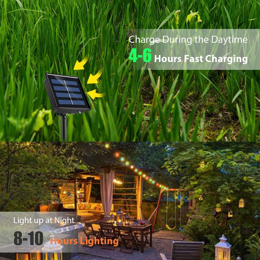 New Elegant 21M Solar Powered LED G40 Bulb Fairy String Lights for Garland Holiday Outdoor Garden Decor, Perfect for Romantic Ch