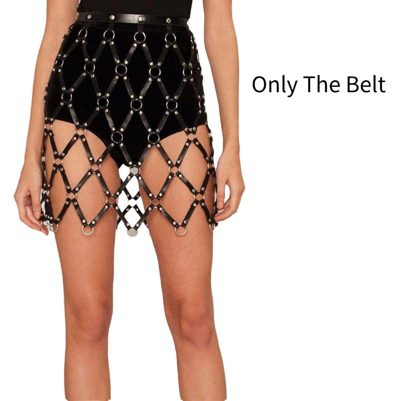 

Women Leather Belt Punk Dress Gothic Harness Rave Stage Performance Costume чорний