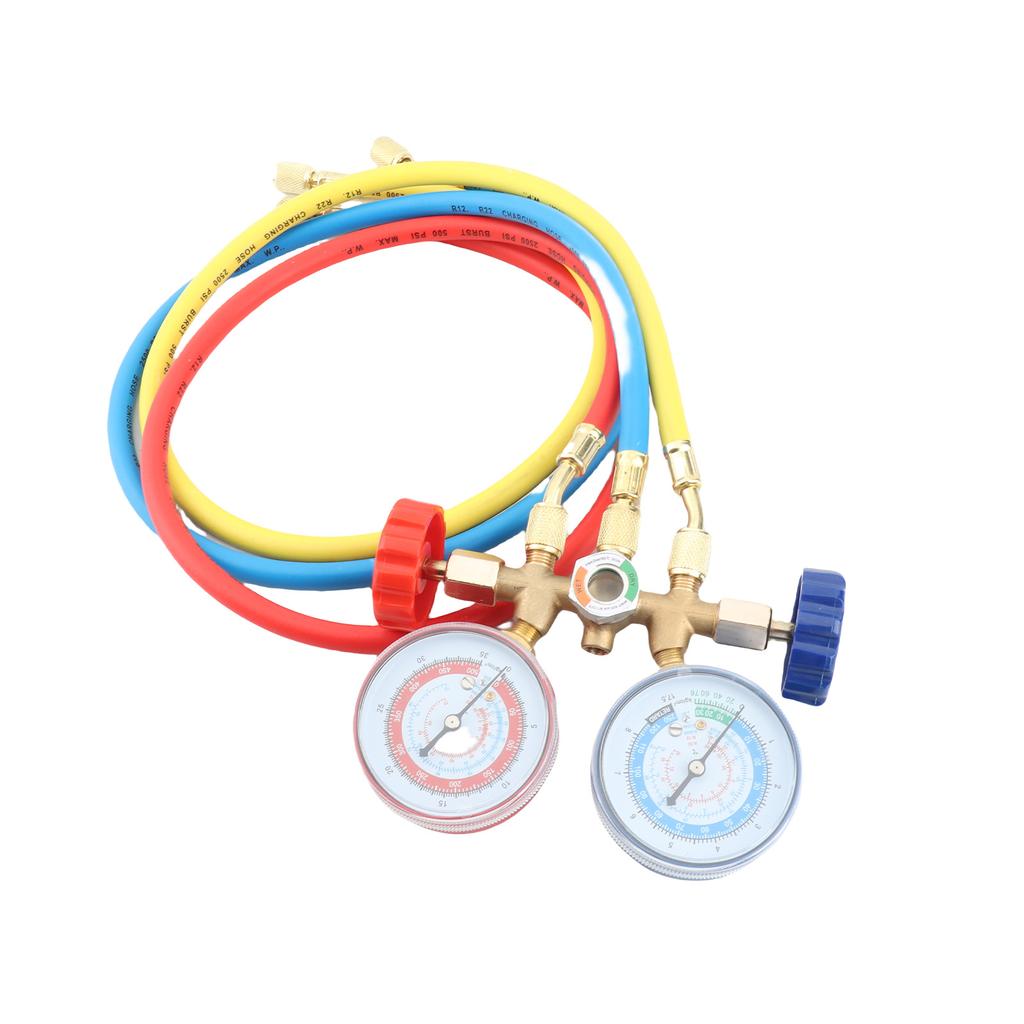 Refrigerant Manifold Gauge Air Conditioning Refrigerant Charging Hoses with Gauge for R12 R22 R404A R134A